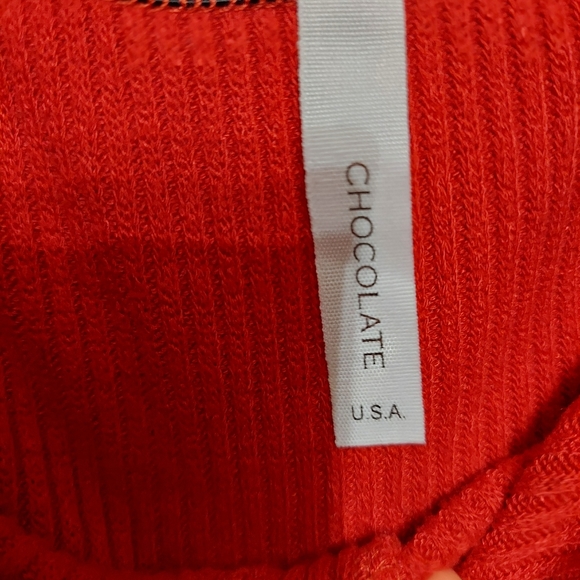 Red Crop Sweater Sz L - Picture 3 of 4